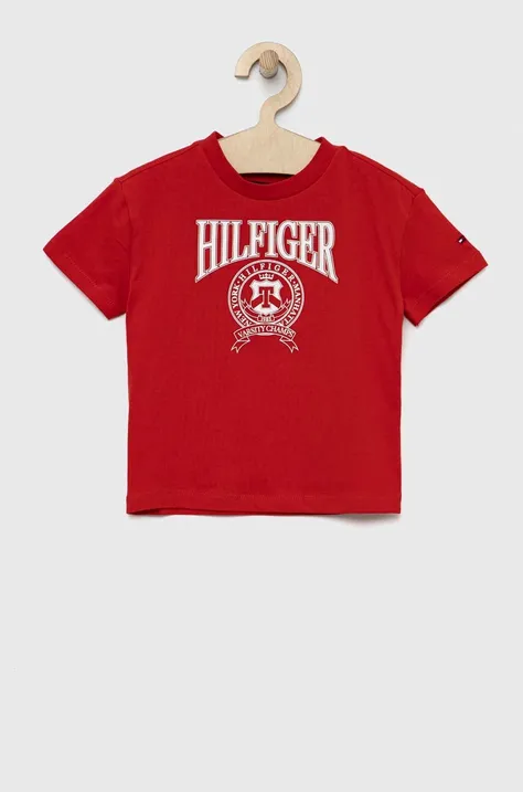 Dječja majica kratkih rukava Tommy Hilfiger boja: crvena, s uzorkom