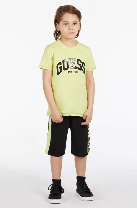 Dječja majica kratkih rukava Guess boja: zelena, melanž