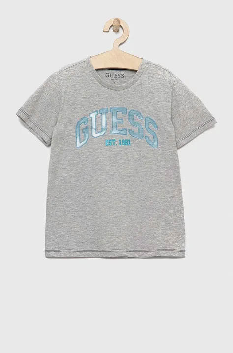 Otroška kratka majica Guess siva barva