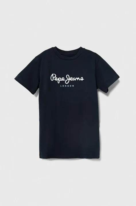 Dětské bavlněné tričko Pepe Jeans tmavomodrá barva, s potiskem