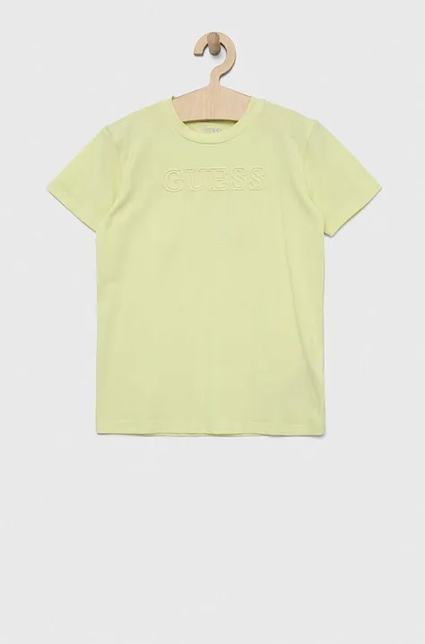 Guess t-shirt dziecięcy kolor zielony z aplikacją