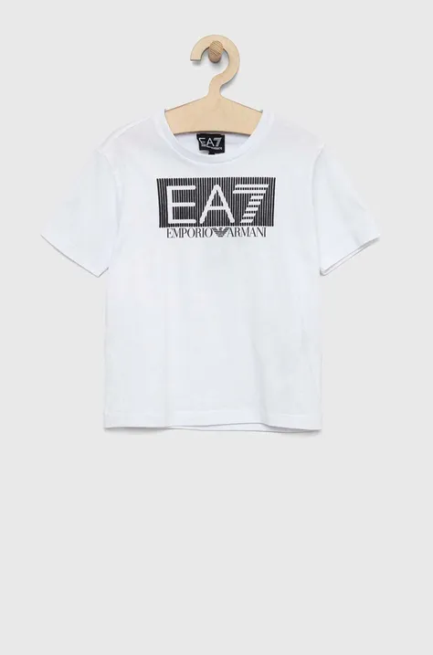 Παιδικό βαμβακερό μπλουζάκι EA7 Emporio Armani