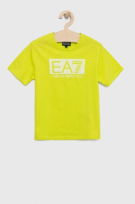 Дитяча бавовняна футболка EA7 Emporio Armani