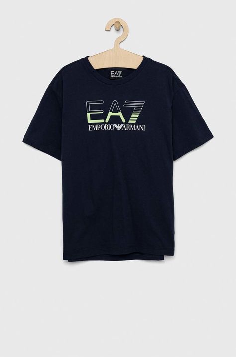 Детска памучна тениска EA7 Emporio Armani