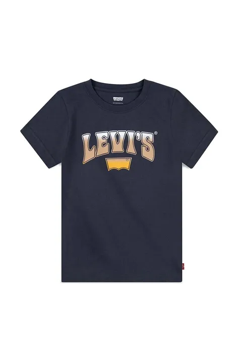 Детская хлопковая футболка Levi's цвет синий с принтом