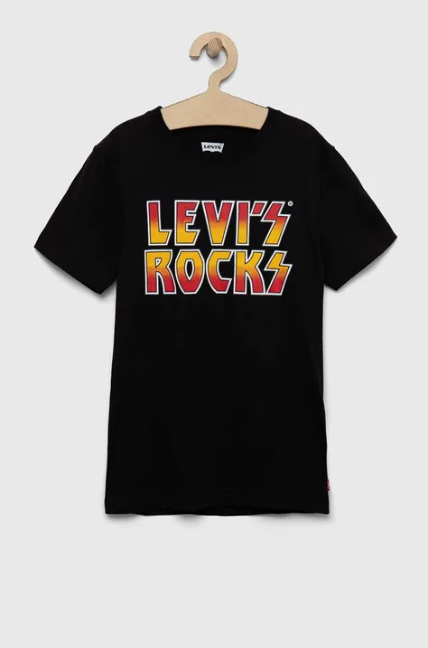 Παιδικό βαμβακερό μπλουζάκι Levi's χρώμα: γκρι