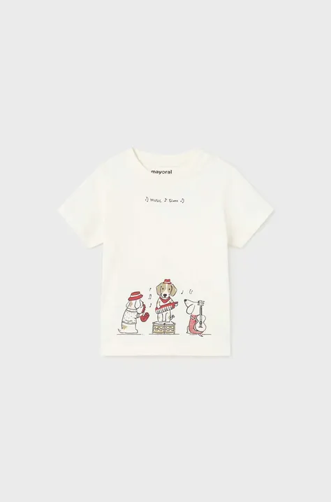 Mayoral t-shirt bawełniany niemowlęcy kolor biały z nadrukiem