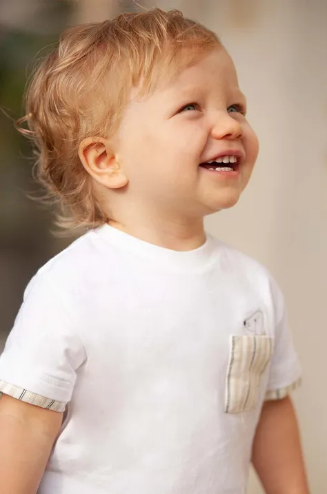 Kratka majica za dojenčka Mayoral bela barva