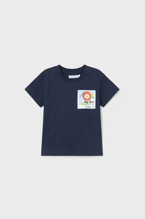 Μωρό βαμβακερό μπλουζάκι Mayoral χρώμα: ναυτικό μπλε