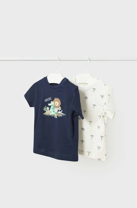 Бавовняна футболка для немовлят Mayoral колір синій візерунок