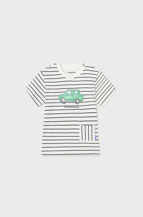 Mayoral t-shirt bawełniany niemowlęcy kolor zielony wzorzysty