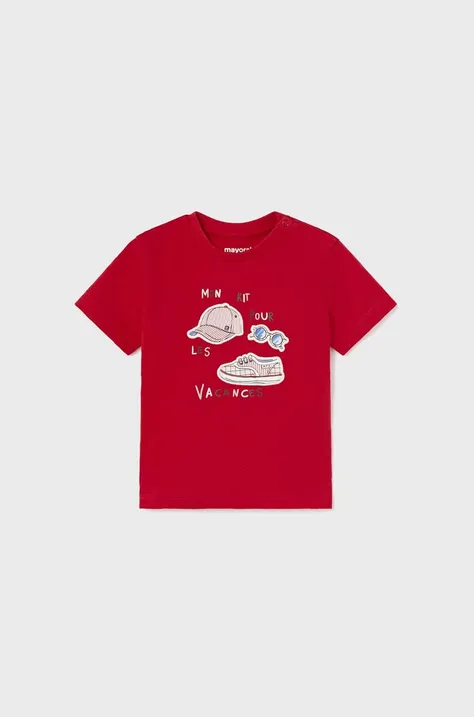 Детская хлопковая футболка Mayoral цвет красный с принтом