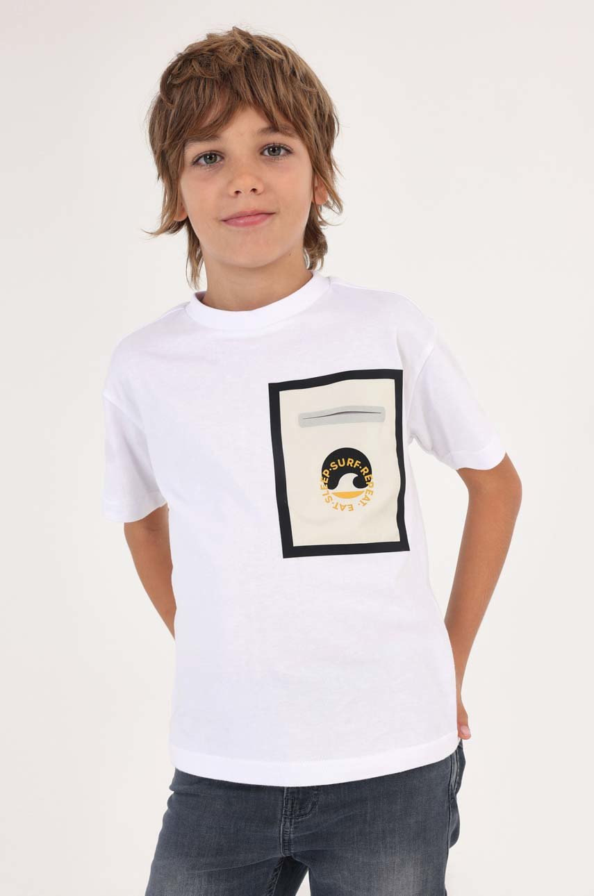 Mayoral t-shirt dziecięcy kolor biały z nadrukiem