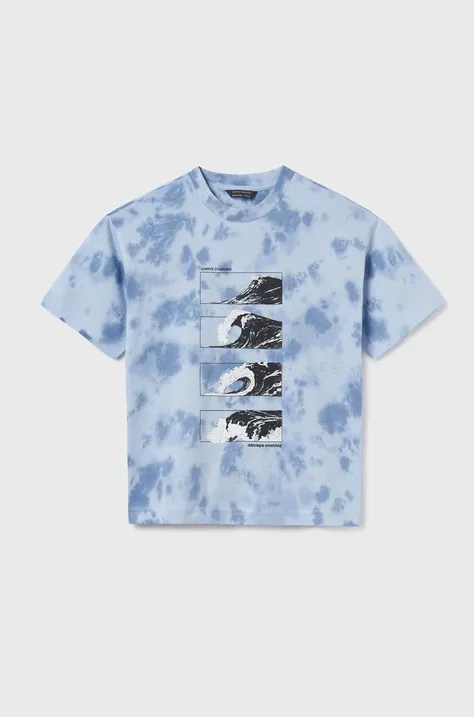 Mayoral t-shirt bawełniany dziecięcy kolor niebieski wzorzysty