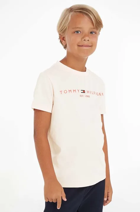 Детская хлопковая футболка Tommy Hilfiger цвет розовый с принтом
