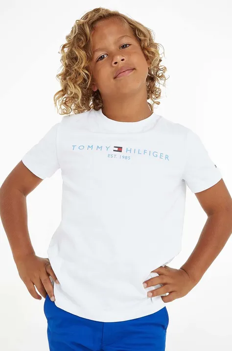 Дитяча бавовняна футболка Tommy Hilfiger колір бірюзовий з принтом