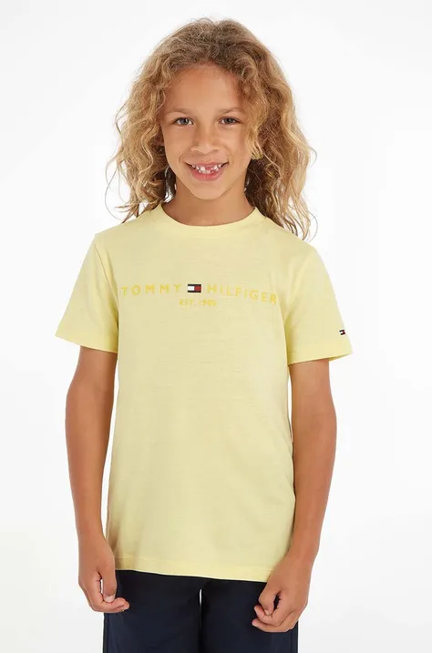 Tommy Hilfiger gyerek pamut póló sárga, nyomott mintás