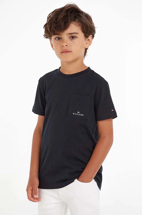 Tommy Hilfiger tricou de bumbac pentru copii culoarea negru, neted