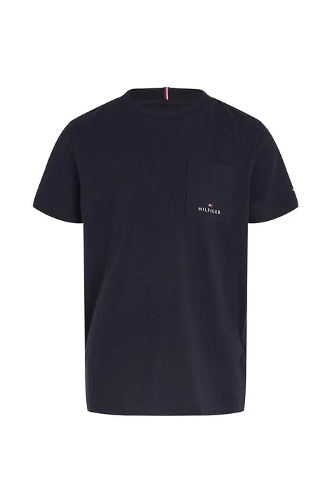 Παιδικό βαμβακερό μπλουζάκι Tommy Hilfiger χρώμα: μαύρο
