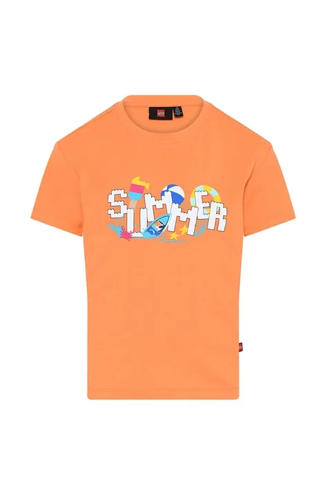 Детская футболка Lego цвет оранжевый с принтом