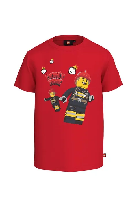 Детская хлопковая футболка Lego City цвет красный с принтом