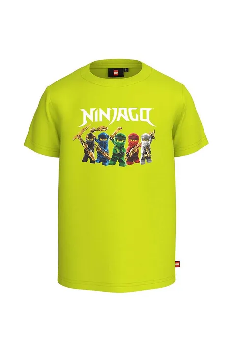Lego t-shirt bawełniany dziecięcy x Ninjago kolor zielony