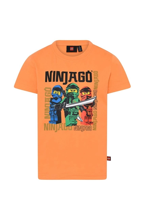 Lego tricou de bumbac pentru copii culoarea portocaliu, cu imprimeu