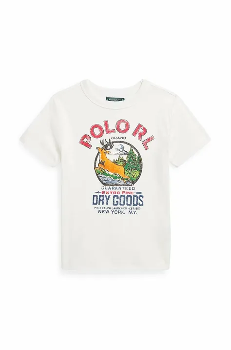 Polo Ralph Lauren t-shirt dziecięcy kolor beżowy z nadrukiem