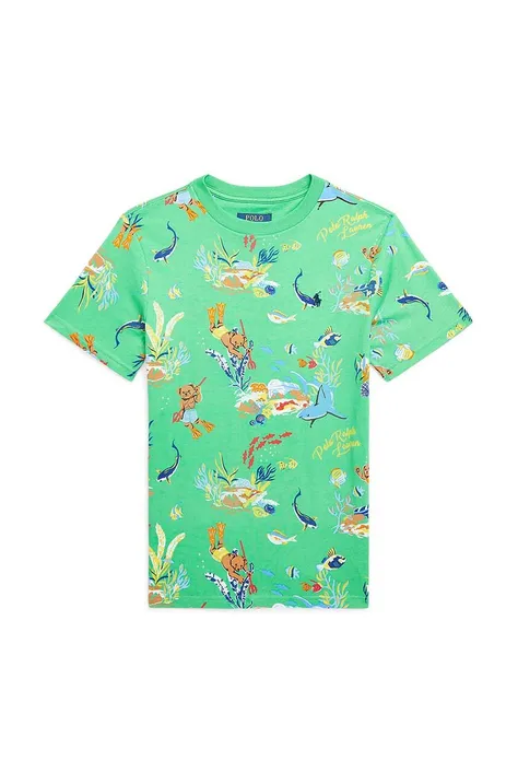 Παιδικό βαμβακερό μπλουζάκι Polo Ralph Lauren χρώμα: πράσινο