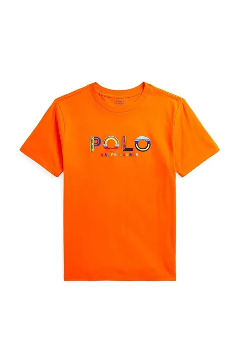 Polo Ralph Lauren tricou de bumbac pentru copii culoarea portocaliu, cu imprimeu