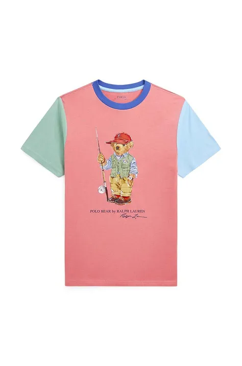 Dětské bavlněné tričko Polo Ralph Lauren růžová barva, s potiskem