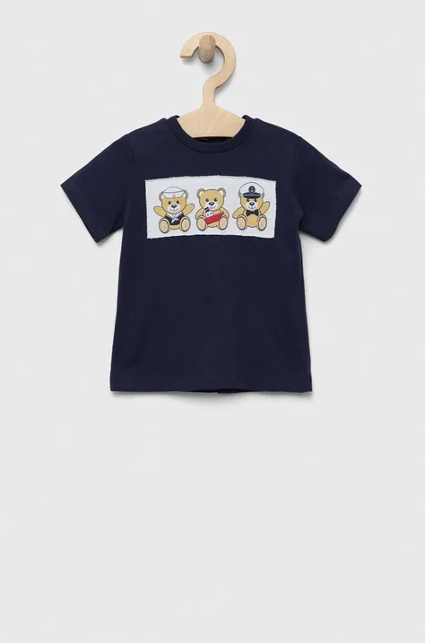 Детская хлопковая футболка Birba&Trybeyond цвет синий с аппликацией