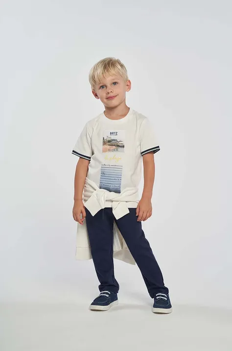 Детская хлопковая футболка Birba&Trybeyond цвет белый с принтом