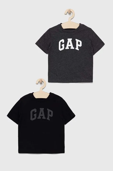GAP t-shirt bawełniany dziecięcy 2-pack kolor czarny z nadrukiem