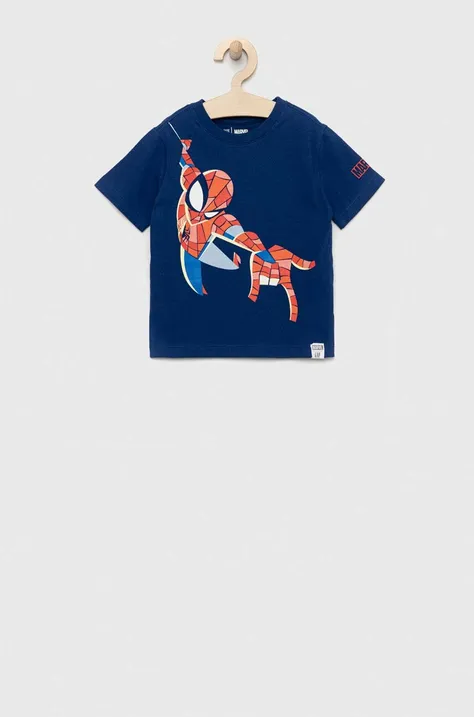 Дитяча бавовняна футболка GAP x Marvel колір синій з принтом