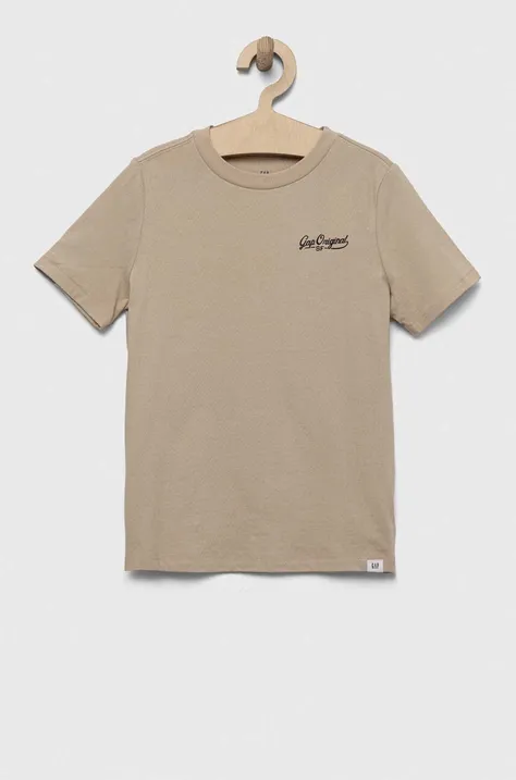 GAP t-shirt bawełniany dziecięcy kolor beżowy z nadrukiem