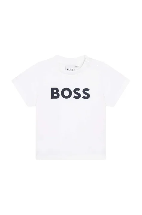 Παιδικό βαμβακερό μπλουζάκι BOSS χρώμα: άσπρο