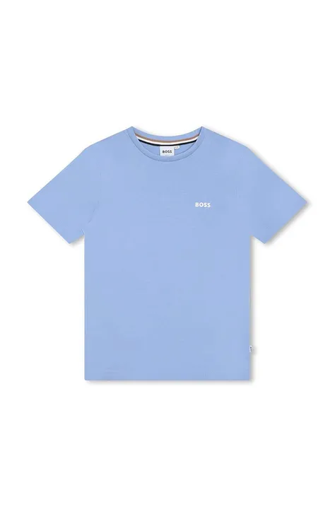 Detské bavlnené tričko BOSS bordová farba, jednofarebný