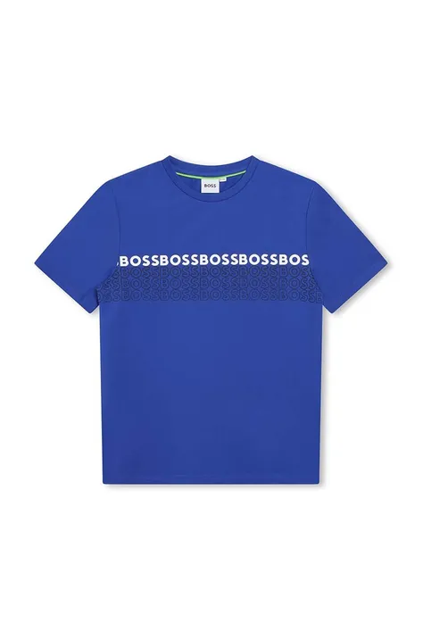 BOSS t-shirt dziecięcy kolor niebieski z nadrukiem