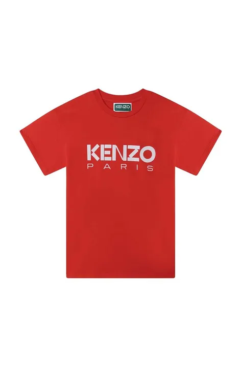 Детская хлопковая футболка Kenzo Kids цвет красный с принтом
