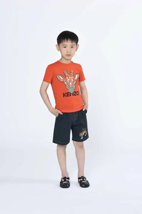 Otroška bombažna kratka majica Kenzo Kids rdeča barva