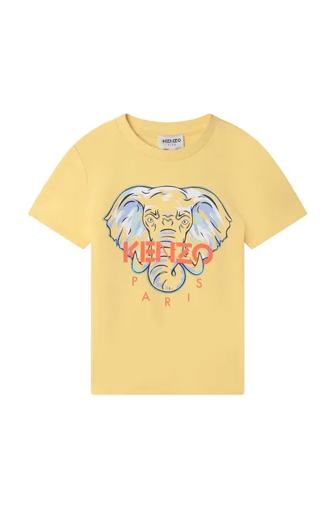 Kenzo Kids t-shirt bawełniany dziecięcy kolor żółty z nadrukiem