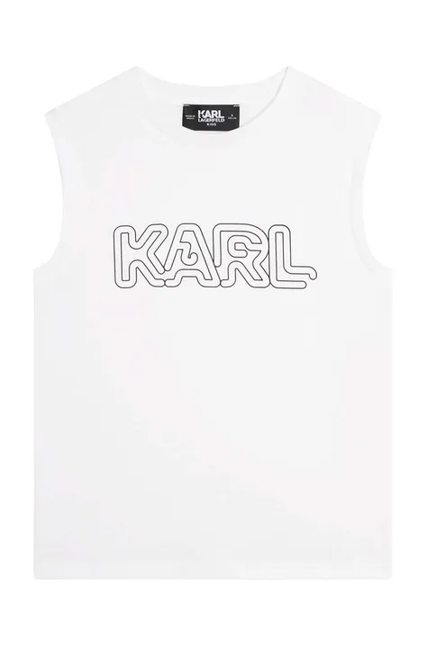 Παιδικό βαμβακερό Top Karl Lagerfeld χρώμα: άσπρο