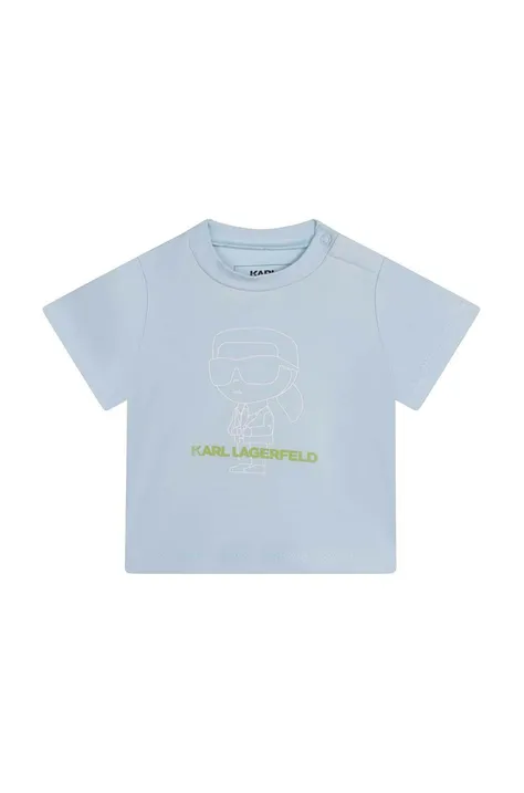 Karl Lagerfeld t-shirt dziecięcy kolor niebieski z nadrukiem