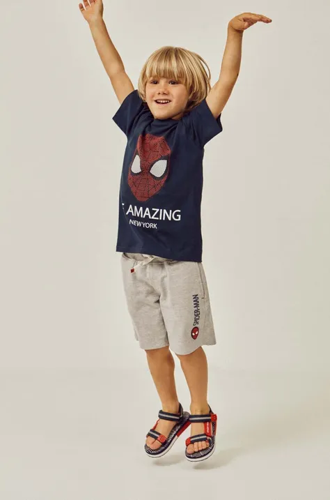 zippy t-shirt bawełniany dziecięcy x Spiderman kolor granatowy z nadrukiem