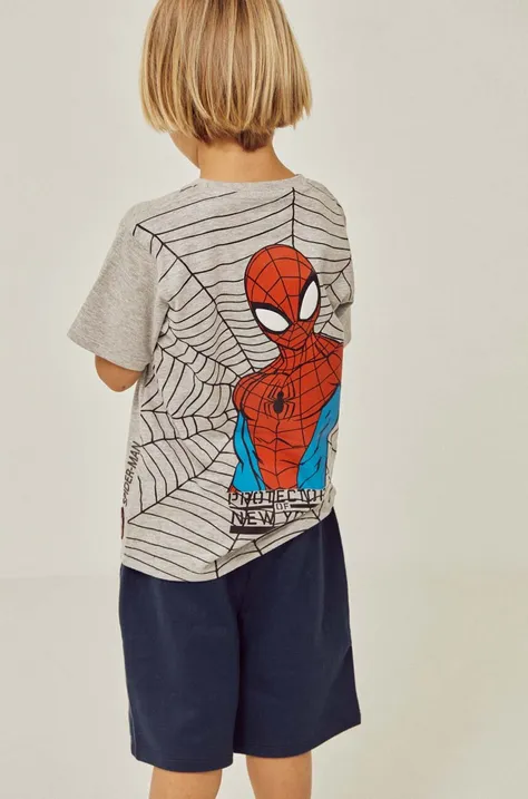 zippy t-shirt bawełniany dziecięcy x Spiderman kolor szary z nadrukiem
