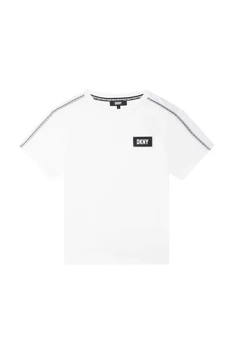 Детска памучна тениска Dkny в бяло с принт