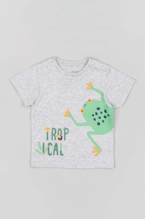 zippy tricou din bumbac pentru bebelusi culoarea gri, cu imprimeu