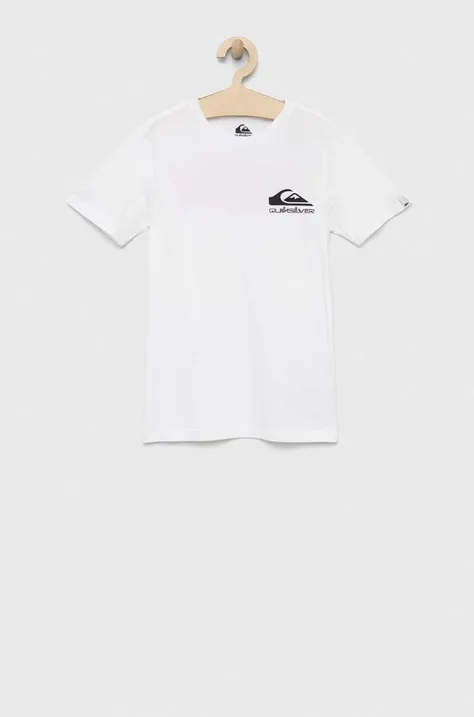 Quiksilver t-shirt bawełniany dziecięcy kolor biały z nadrukiem