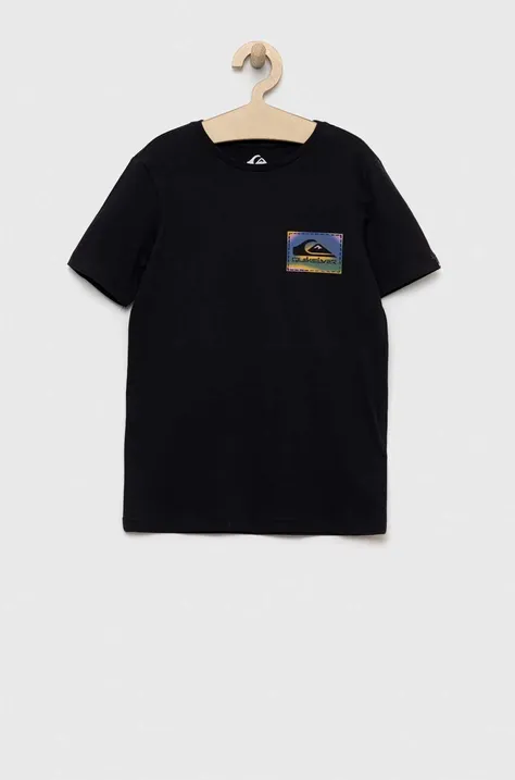 Quiksilver t-shirt bawełniany dziecięcy kolor czarny wzorzysty